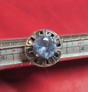 Vintage Sterling Silver Ring with Large, Round-cut Sky Blue Topaz - Size 5